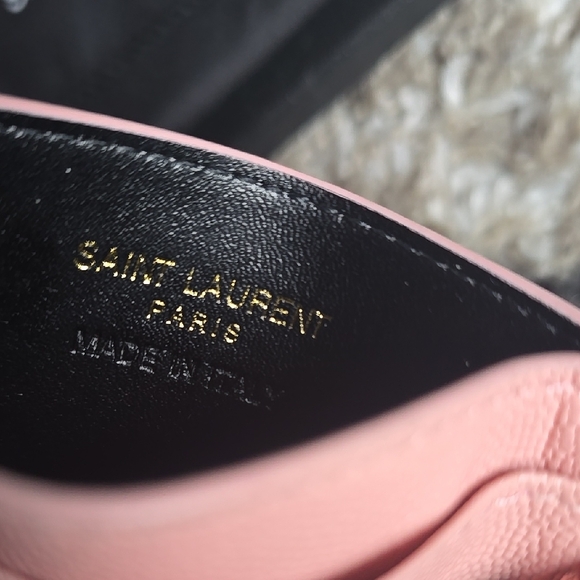 Saint Laurent Pink Quilted YSL Card Case with Gold Logo - Picture 4 of 5